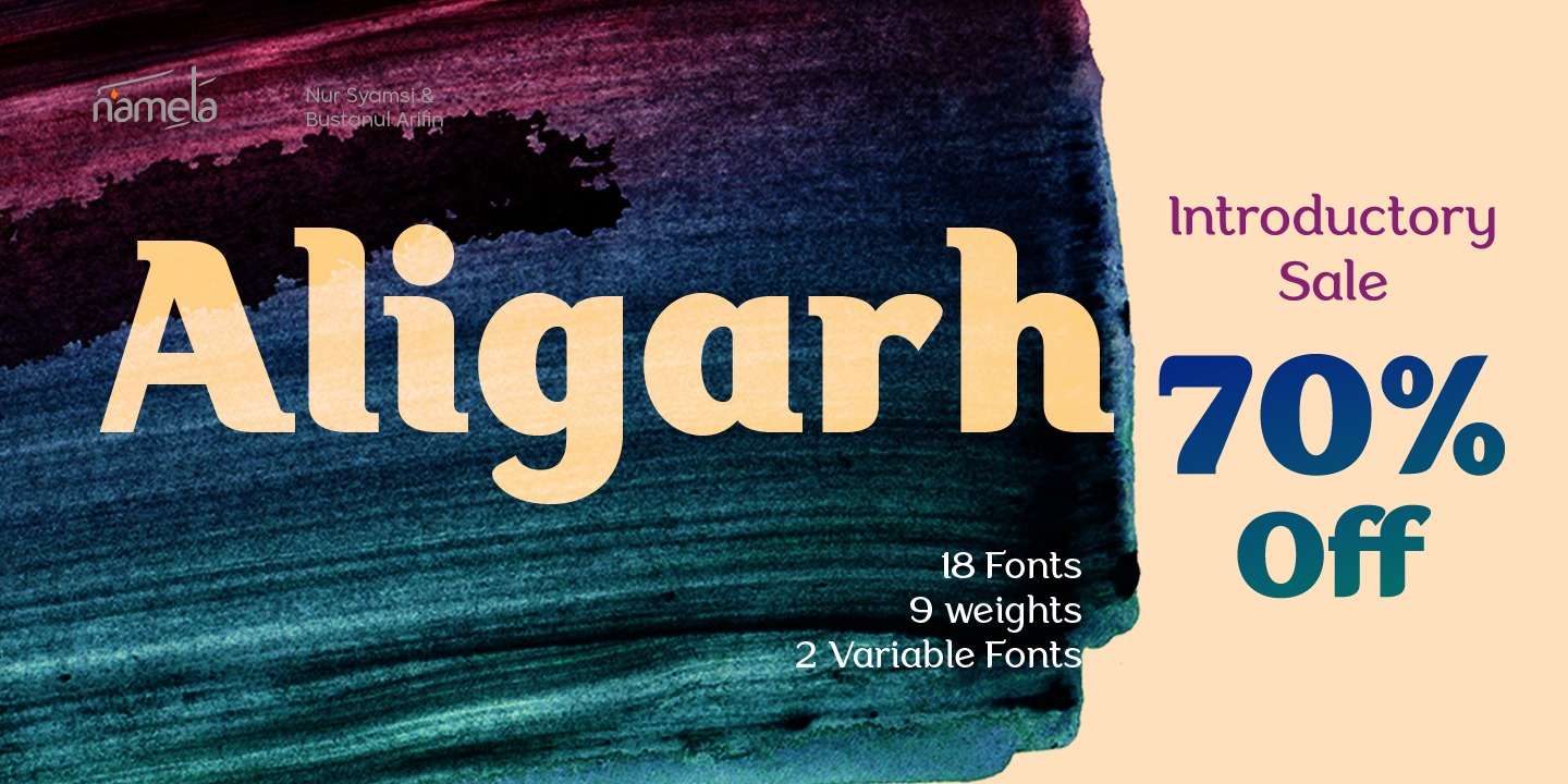 Ejemplo de fuente Aligarh Light Italic